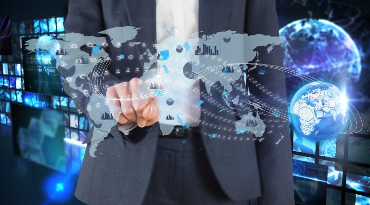 man playing virtual reality map